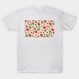 Autumn leaves falling with acorns and fruits / Fall pattern 2 T-Shirt